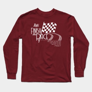 Checkered Flag, Finish the Race (flat white) Long Sleeve T-Shirt